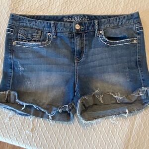 Maurices Blue Distressed Women Shorts